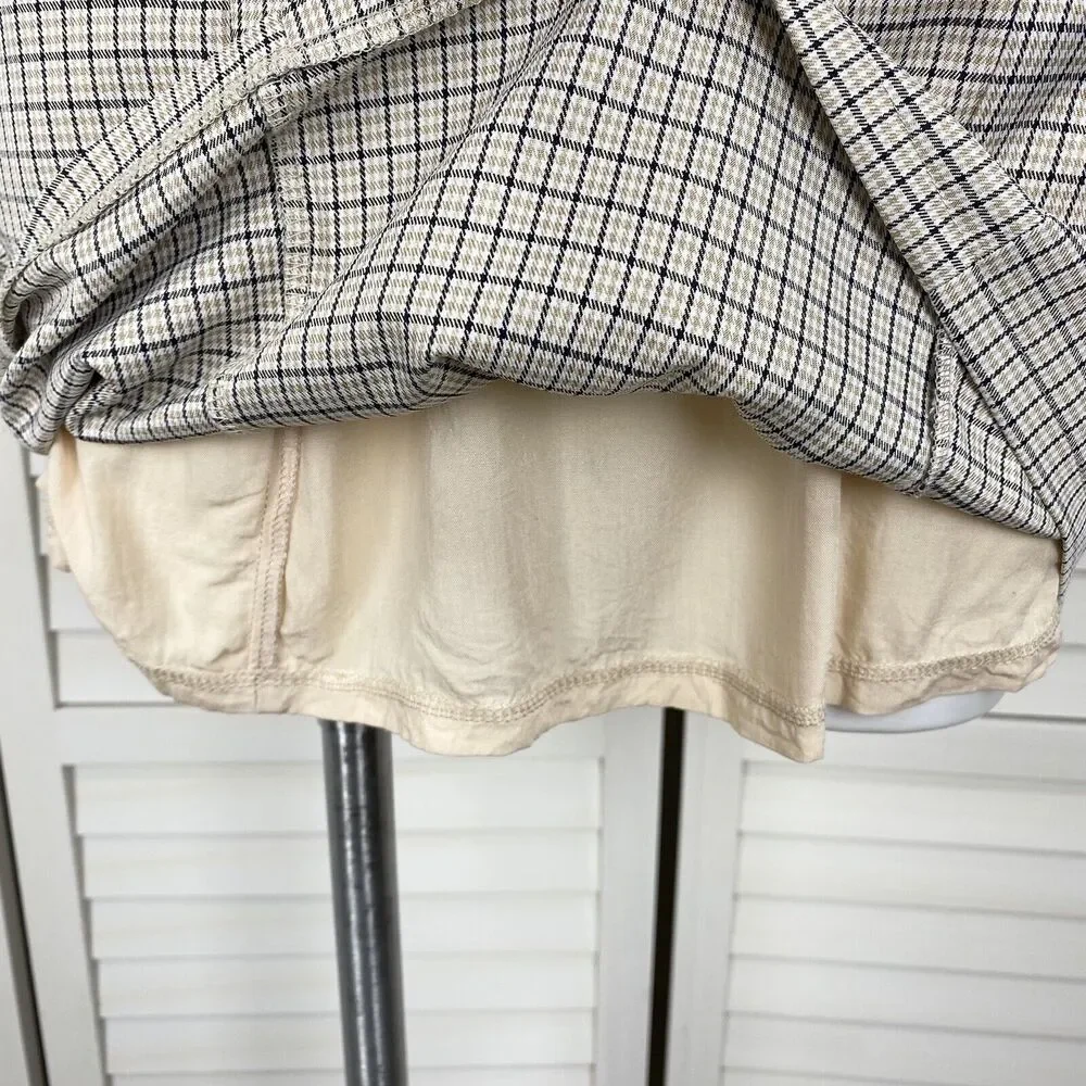 Princess Polly Alaysiah Mini Dress Tan Check Spaghetti‎ Strap AU 12 US Size 8